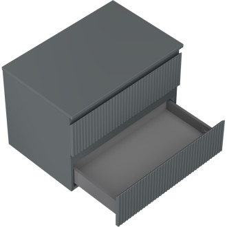 Mexen Rivel koupelnová skříňka pod umyvadlo 70 cm s pracovní deskou, 2 zásuvky, drážkovaná, matný grafit - 91A20-07047-2-BFFC66