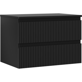 Mexen Rivel koupelnová skříňka pod umyvadlo 70 cm s pracovní deskou, 2 zásuvky, drážkovaná, matně černá - 91A20-07047-2-BFFC71