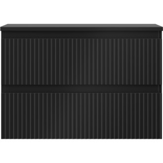 Mexen Rivel koupelnová skříňka pod umyvadlo 70 cm s pracovní deskou, 2 zásuvky, drážkovaná, matně černá - 91A20-07047-2-BFFC71