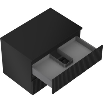 Mexen Rivel koupelnová skříňka pod umyvadlo 70 cm s pracovní deskou, 2 zásuvky, drážkovaná, matně černá - 91A20-07047-2-BFFC71