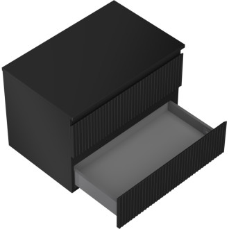 Mexen Rivel koupelnová skříňka pod umyvadlo 70 cm s pracovní deskou, 2 zásuvky, drážkovaná, matně černá - 91A20-07047-2-BFFC71