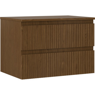 Mexen Rivel koupelnová skříňka pod umyvadlo 70 cm s pracovní deskou, 2 zásuvky, drážkovaná, ořech - 91A20-07047-2-BFFC86