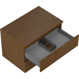 Mexen Rivel koupelnová skříňka pod umyvadlo 70 cm s pracovní deskou, 2 zásuvky, drážkovaná, ořech - 91A20-07047-2-BFFC86