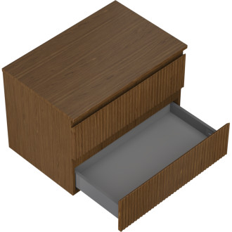 Mexen Rivel koupelnová skříňka pod umyvadlo 70 cm s pracovní deskou, 2 zásuvky, drážkovaná, ořech - 91A20-07047-2-BFFC86