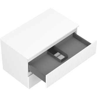 Mexen Rivel koupelnová skříňka pod umyvadlo 80 cm s deskou, 2 zásuvky, drážkovaná, matná bílá - 91A20-08047-2-BFFC01