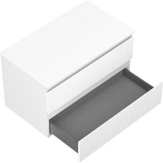 Mexen Rivel koupelnová skříňka pod umyvadlo 80 cm s deskou, 2 zásuvky, drážkovaná, matná bílá - 91A20-08047-2-BFFC01