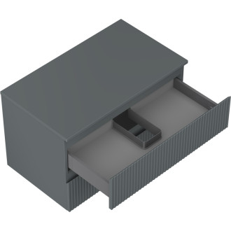 Mexen Rivel koupelnová skříňka pod umyvadlo 80 cm s pracovní deskou, 2 zásuvky, drážkovaná, matný grafit - 91A20-08047-2-BFFC66