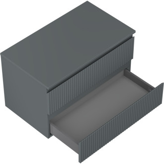 Mexen Rivel koupelnová skříňka pod umyvadlo 80 cm s pracovní deskou, 2 zásuvky, drážkovaná, matný grafit - 91A20-08047-2-BFFC66