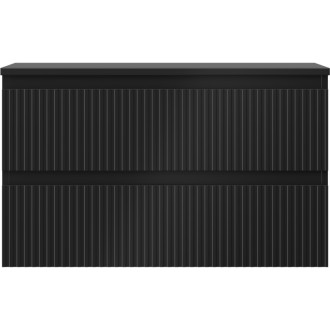 Mexen Rivel szafka łazienkowa podumywalkowa 80 cm z blatem, 2 szuflady, ryflowana , czarna mat - 91A20-08047-2-BFFC71