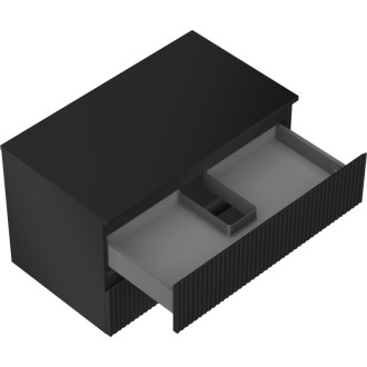Mexen Rivel szafka łazienkowa podumywalkowa 80 cm z blatem, 2 szuflady, ryflowana , czarna mat - 91A20-08047-2-BFFC71