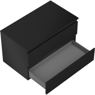 Mexen Rivel szafka łazienkowa podumywalkowa 80 cm z blatem, 2 szuflady, ryflowana , czarna mat - 91A20-08047-2-BFFC71