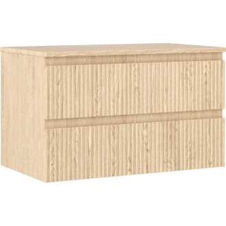 Mexen Rivel koupelnová skříňka pod umyvadlo 80 cm s pracovní deskou, 2 zásuvky, drážkovaná, dub - 91A20-08047-2-BFFC81