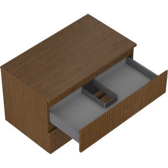 Mexen Rivel koupelnová skříňka pod umyvadlo 80 cm s pracovní deskou, 2 zásuvky, drážkovaná, ořech - 91A20-08047-2-BFFC86