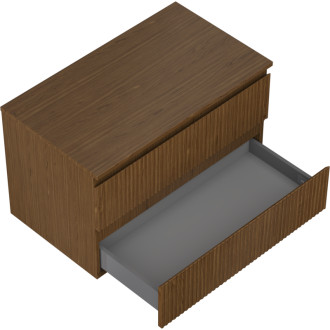 Mexen Rivel koupelnová skříňka pod umyvadlo 80 cm s pracovní deskou, 2 zásuvky, drážkovaná, ořech - 91A20-08047-2-BFFC86