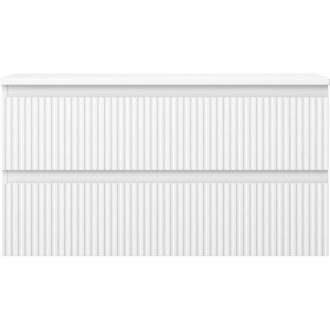 Mexen Rivel koupelnová skříňka pod umyvadlo 90 cm s deskou, 2 zásuvky, drážkovaná, matná bílá - 91A20-09047-2-BFFC01