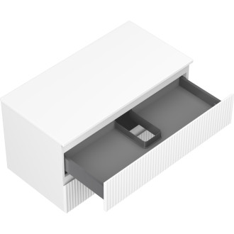 Mexen Rivel koupelnová skříňka pod umyvadlo 90 cm s deskou, 2 zásuvky, drážkovaná, matná bílá - 91A20-09047-2-BFFC01