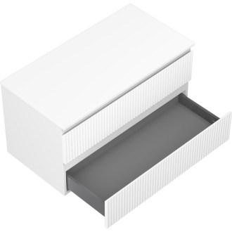 Mexen Rivel koupelnová skříňka pod umyvadlo 90 cm s deskou, 2 zásuvky, drážkovaná, matná bílá - 91A20-09047-2-BFFC01