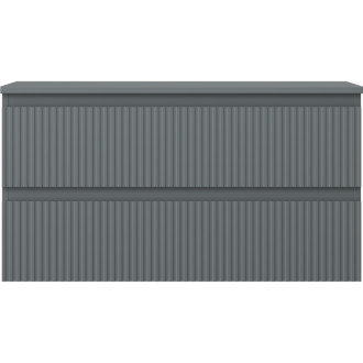 Mexen Rivel koupelnová skříňka pod umyvadlo 90 cm s pracovní deskou, 2 zásuvky, drážkovaná, matný grafit - 91A20-09047-2-BFFC66