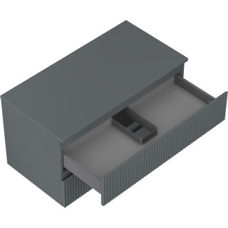 Mexen Rivel koupelnová skříňka pod umyvadlo 90 cm s pracovní deskou, 2 zásuvky, drážkovaná, matný grafit - 91A20-09047-2-BFFC66