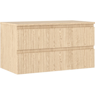 Mexen Rivel koupelnová skříňka pod umyvadlo 90 cm s pracovní deskou, 2 zásuvky, drážkovaná, dub - 91A20-09047-2-BFFC81