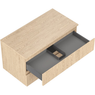 Mexen Rivel koupelnová skříňka pod umyvadlo 90 cm s pracovní deskou, 2 zásuvky, drážkovaná, dub - 91A20-09047-2-BFFC81