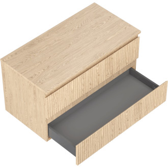 Mexen Rivel koupelnová skříňka pod umyvadlo 90 cm s pracovní deskou, 2 zásuvky, drážkovaná, dub - 91A20-09047-2-BFFC81