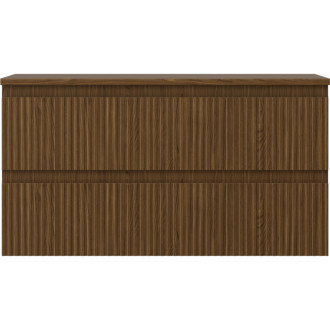 Mexen Rivel koupelnová skříňka pod umyvadlo 90 cm s pracovní deskou, 2 zásuvky, drážkovaná, ořech - 91A20-09047-2-BFFC86