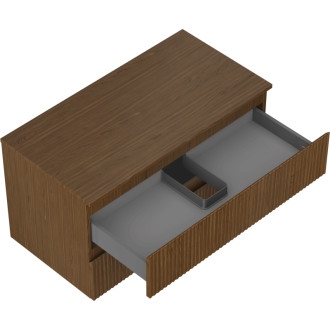 Mexen Rivel koupelnová skříňka pod umyvadlo 90 cm s pracovní deskou, 2 zásuvky, drážkovaná, ořech - 91A20-09047-2-BFFC86