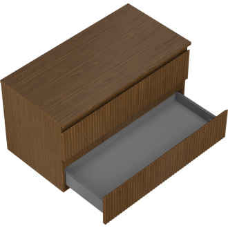 Mexen Rivel koupelnová skříňka pod umyvadlo 90 cm s pracovní deskou, 2 zásuvky, drážkovaná, ořech - 91A20-09047-2-BFFC86