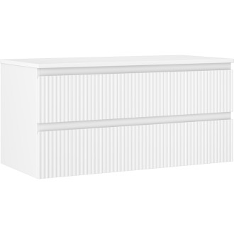 Mexen Rivel koupelnová skříňka pod umyvadlo 100 cm s pracovní deskou, 2 zásuvky, drážkovaná, matně bílá - 91A20-10047-2-BFFC01