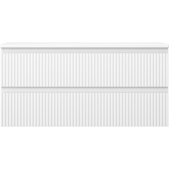 Mexen Rivel koupelnová skříňka pod umyvadlo 100 cm s pracovní deskou, 2 zásuvky, drážkovaná, matně bílá - 91A20-10047-2-BFFC01