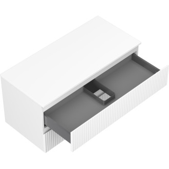 Mexen Rivel koupelnová skříňka pod umyvadlo 100 cm s pracovní deskou, 2 zásuvky, drážkovaná, matně bílá - 91A20-10047-2-BFFC01