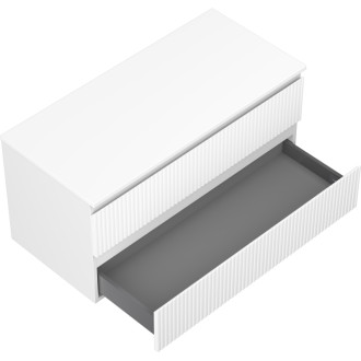 Mexen Rivel koupelnová skříňka pod umyvadlo 100 cm s pracovní deskou, 2 zásuvky, drážkovaná, matně bílá - 91A20-10047-2-BFFC01