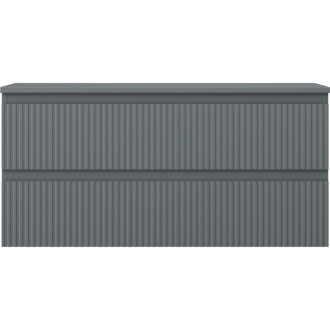 Mexen Rivel koupelnová skříňka pod umyvadlo 100 cm s pracovní deskou, 2 zásuvky, drážkovaná, matný grafit - 91A20-10047-2-BFFC66