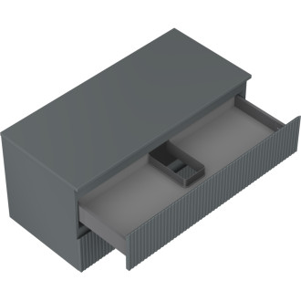 Mexen Rivel koupelnová skříňka pod umyvadlo 100 cm s pracovní deskou, 2 zásuvky, drážkovaná, matný grafit - 91A20-10047-2-BFFC66