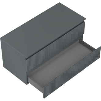 Mexen Rivel koupelnová skříňka pod umyvadlo 100 cm s pracovní deskou, 2 zásuvky, drážkovaná, matný grafit - 91A20-10047-2-BFFC66