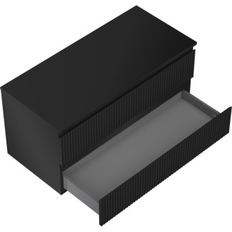 Mexen Rivel koupelnová skříňka pod umyvadlo 100 cm s pracovní deskou, 2 zásuvky, drážkovaná, matná černá - 91A20-10047-2-BFFC71