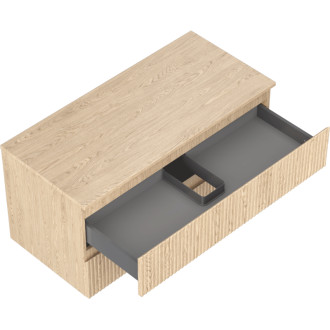 Mexen Rivel koupelnová skříňka pod umyvadlo 100 cm s pracovní deskou, 2 zásuvky, drážkovaná, dub - 91A20-10047-2-BFFC81