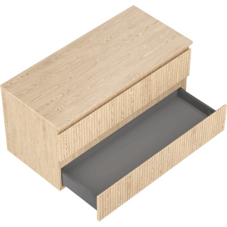 Mexen Rivel koupelnová skříňka pod umyvadlo 100 cm s pracovní deskou, 2 zásuvky, drážkovaná, dub - 91A20-10047-2-BFFC81