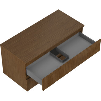 Mexen Rivel koupelnová skříňka pod umyvadlo 100 cm s pracovní deskou, 2 zásuvky, drážkovaná, ořech - 91A20-10047-2-BFFC86