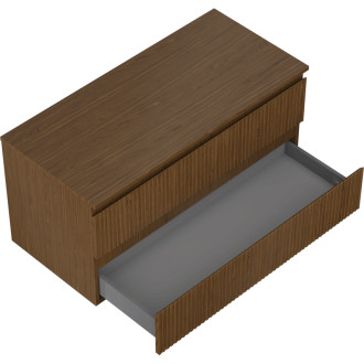 Mexen Rivel koupelnová skříňka pod umyvadlo 100 cm s pracovní deskou, 2 zásuvky, drážkovaná, ořech - 91A20-10047-2-BFFC86