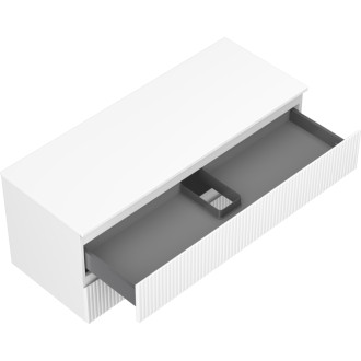 Mexen Rivel koupelnová skříňka pod umyvadlo 120 cm s deskou, 2 zásuvky, drážkovaná, matná bílá - 91A20-12047-2-BFFC01