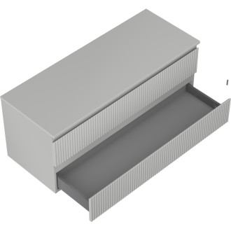 Mexen Rivel koupelnová skříňka pod umyvadlo 120 cm s pracovní deskou, 2 zásuvky, drážkovaná, matně šedá - 91A20-12047-2-BFFC62
