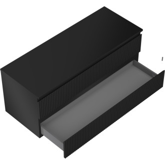 Mexen Rivel koupelnová skříňka pod umyvadlo 120 cm s pracovní deskou, 2 zásuvky, drážkovaná, matně černá - 91A20-12047-2-BFFC71