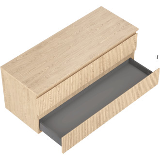 Mexen Rivel koupelnová skříňka pod umyvadlo 120 cm s pracovní deskou, 2 zásuvky, drážkovaná, dub - 91A20-12047-2-BFFC81