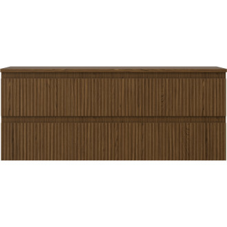 Mexen Rivel koupelnová skříňka pod umyvadlo 120 cm s pracovní deskou, 2 zásuvky, drážkovaná, ořech - 91A20-12047-2-BFFC86