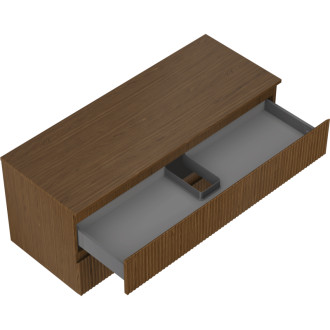 Mexen Rivel koupelnová skříňka pod umyvadlo 120 cm s pracovní deskou, 2 zásuvky, drážkovaná, ořech - 91A20-12047-2-BFFC86