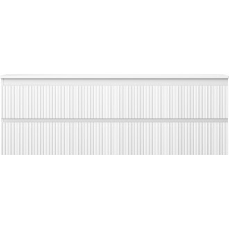 Mexen Rivel koupelnová skříňka pod umyvadlo 140 cm s pracovní deskou, 2 zásuvky, drážkovaná, matně bílá - 91A20-14047-2-BFFC01