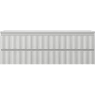 Mexen Rivel koupelnová skříňka pod umyvadlo 140 cm s pracovní deskou, 2 zásuvky, drážkovaná, matně šedá - 91A20-14047-2-BFFC62