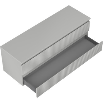 Mexen Rivel koupelnová skříňka pod umyvadlo 140 cm s pracovní deskou, 2 zásuvky, drážkovaná, matně šedá - 91A20-14047-2-BFFC62